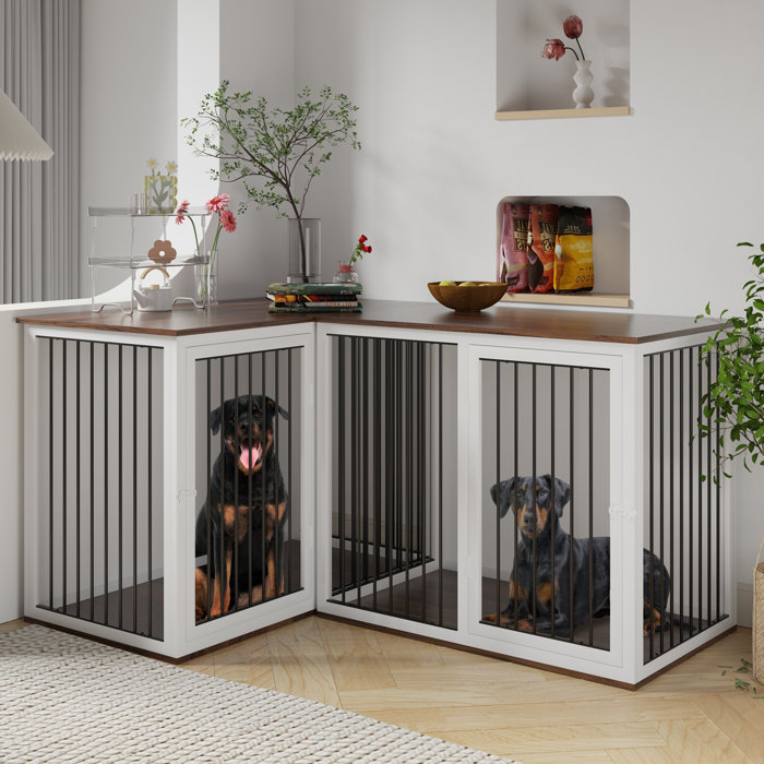 Tucker Murphy Pet™ Dog Crate Furniture For 2 Dogs, Large Dog Kennel Furniture With Dividers And